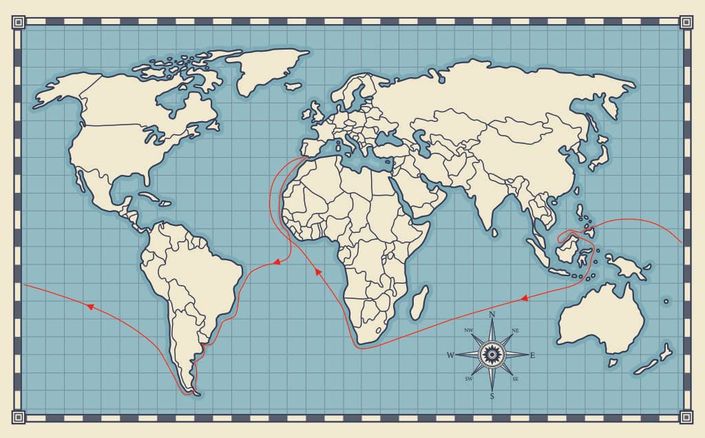 Карта первого кругосветного путешествия